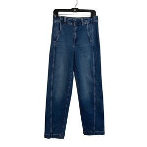 Madewell Tapered Denim Trousers Size 27 Blue Medium Wash‎ High Rise Casual